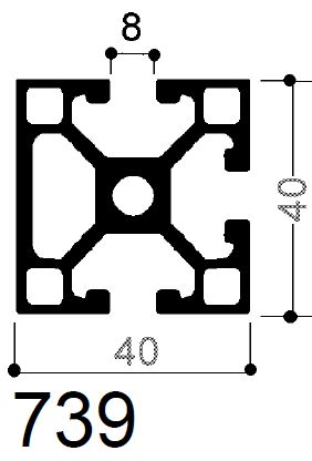 profilo alluminio modulati 2 cave 40x40